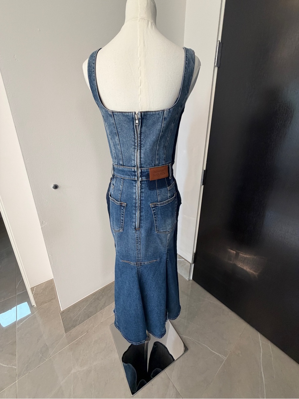 Alexander McQueen Blue Denim Bustier Dress - Picture 2 of 6